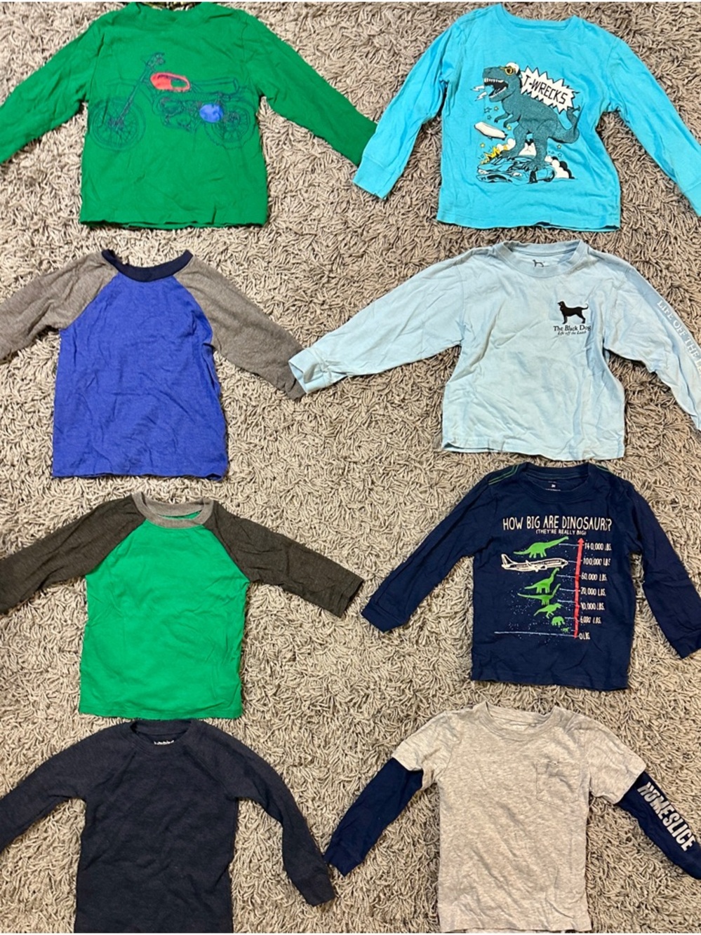 8 Long Sleeve Toddler Boy Shirts Size 3T
